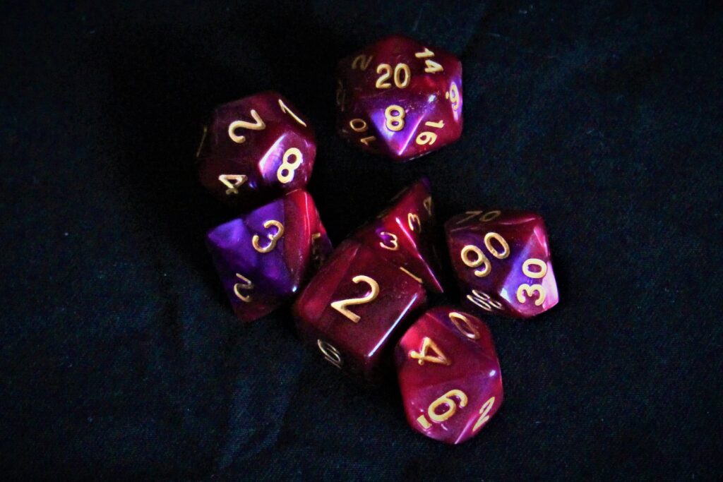 Ruby red dice set